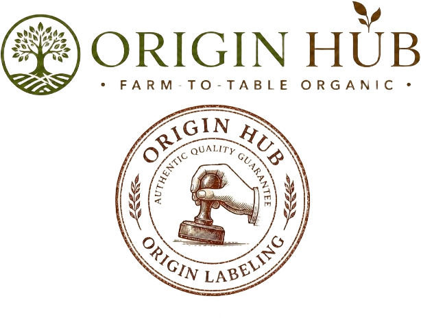 ORIGIN HUB ロゴと認証エンブレム